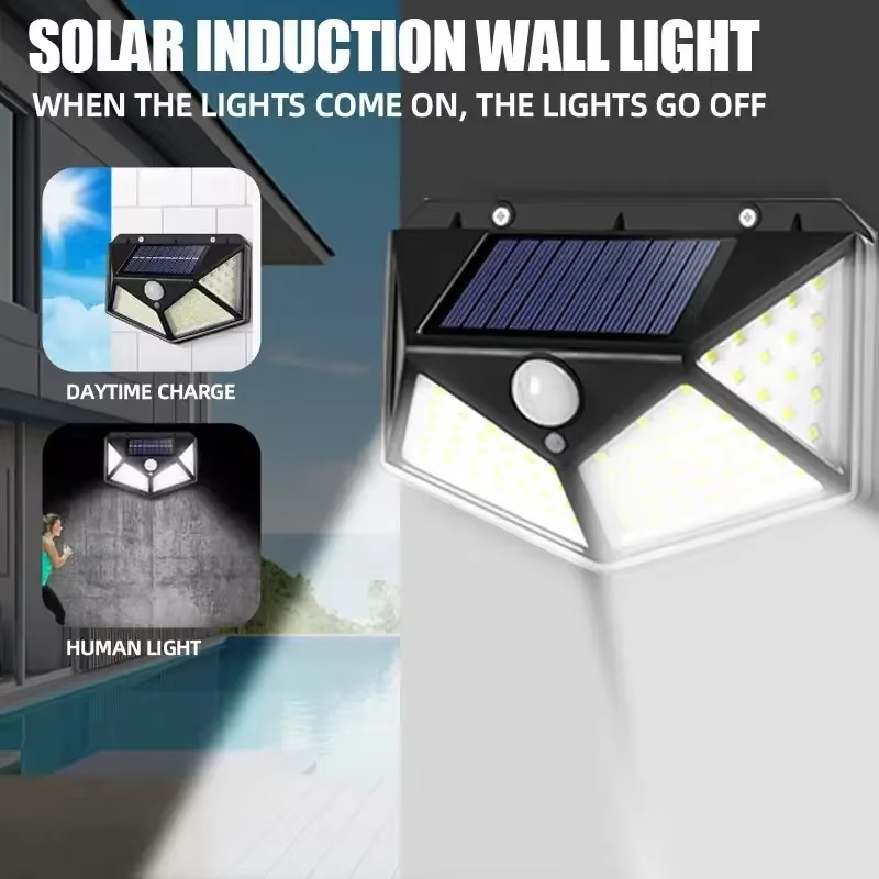 Waterproof Junction Box Solar - Motion Sensor 100LED Solar Wall Lamp