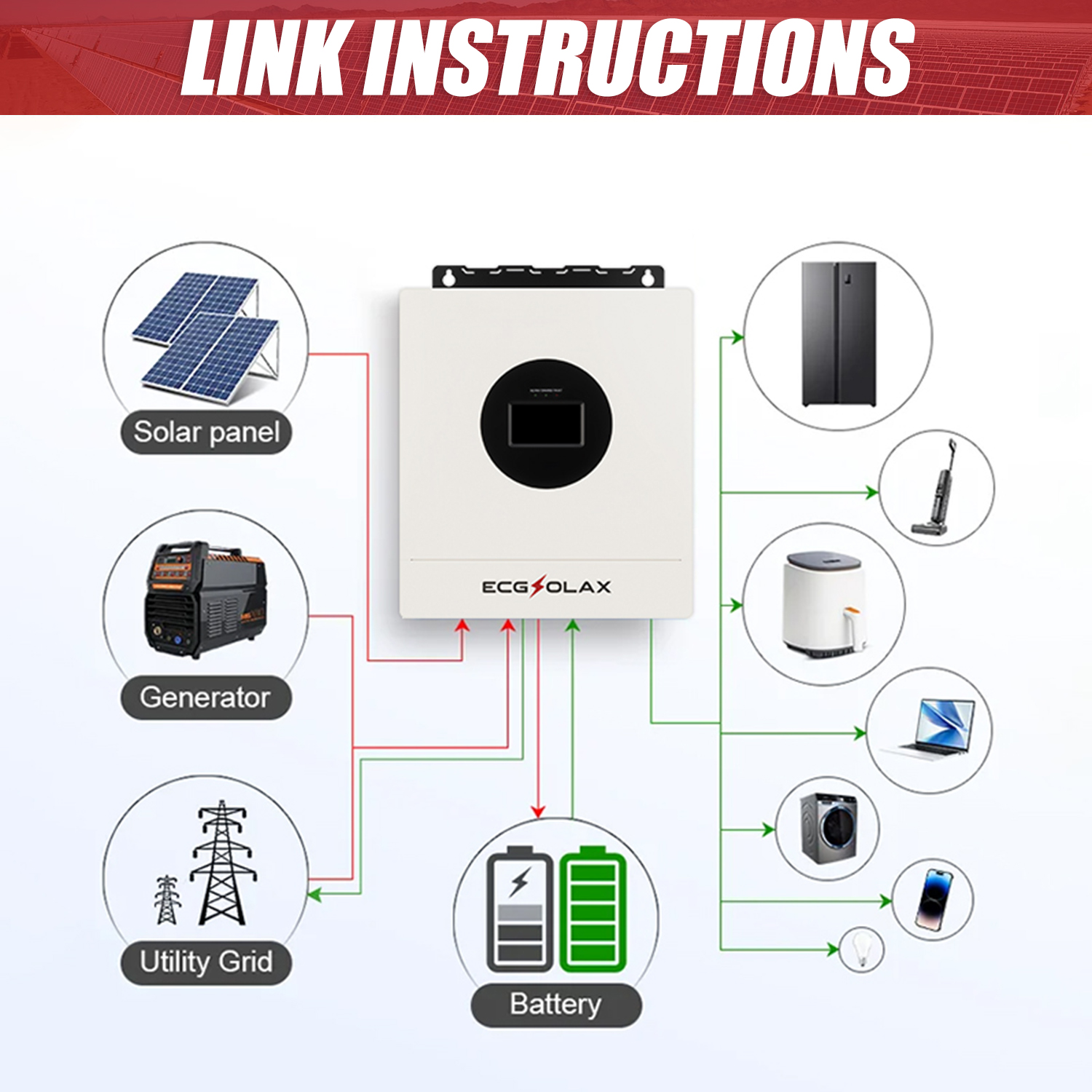 ECGSOLAX 7KW Hybrid Solar Inve - Mppt Charge Controller ulasan dan harga