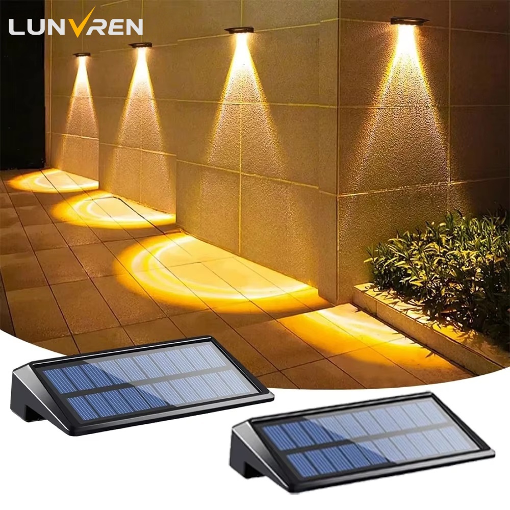 2 Pack Solar Wall Lights 4 LED - Waterproof Junction Box Solar ulasan dan harga